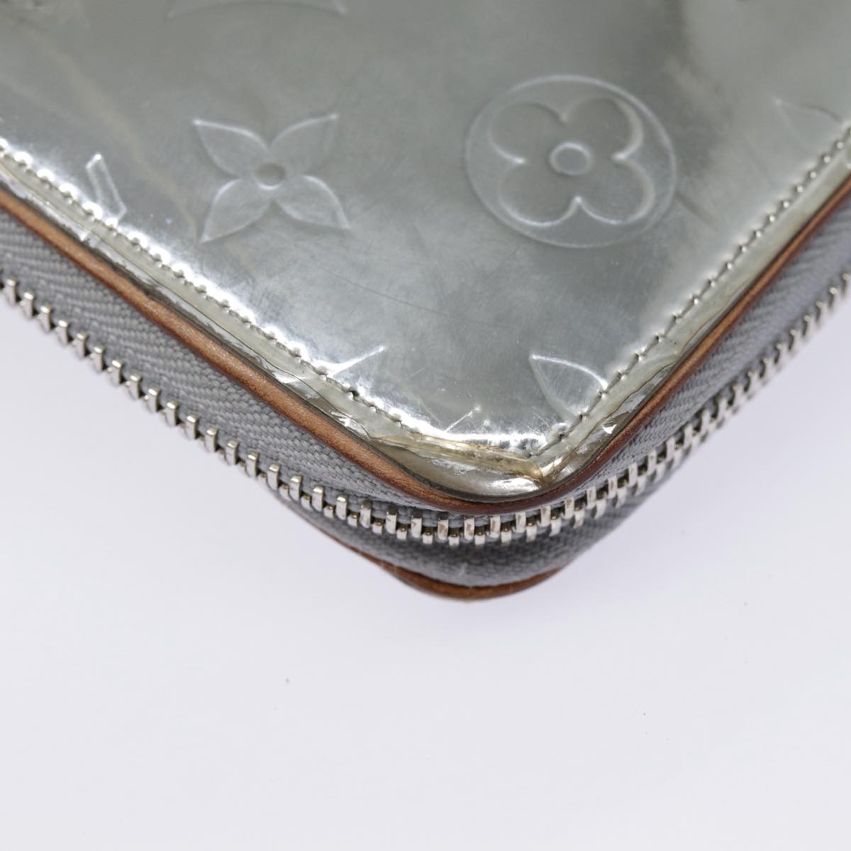 LOUIS VUITTON Monogram Mirror Zippy Wallet Vertical Silver M80808 LV 89181