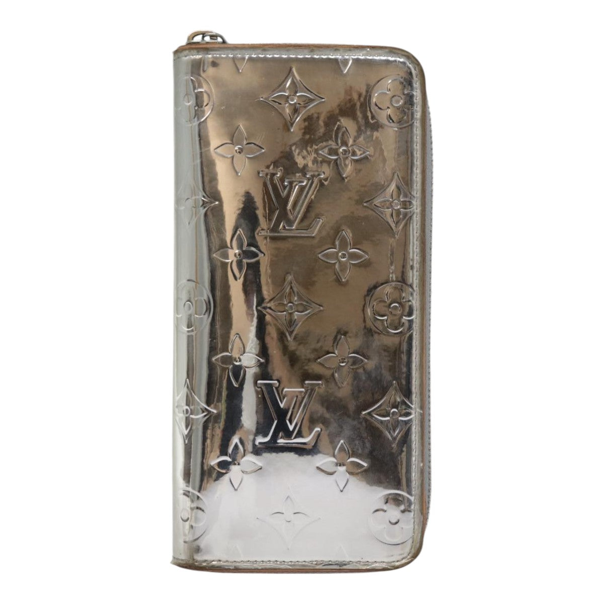 LOUIS VUITTON Monogram Mirror Zippy Wallet Vertical Silver M80808 LV 89181