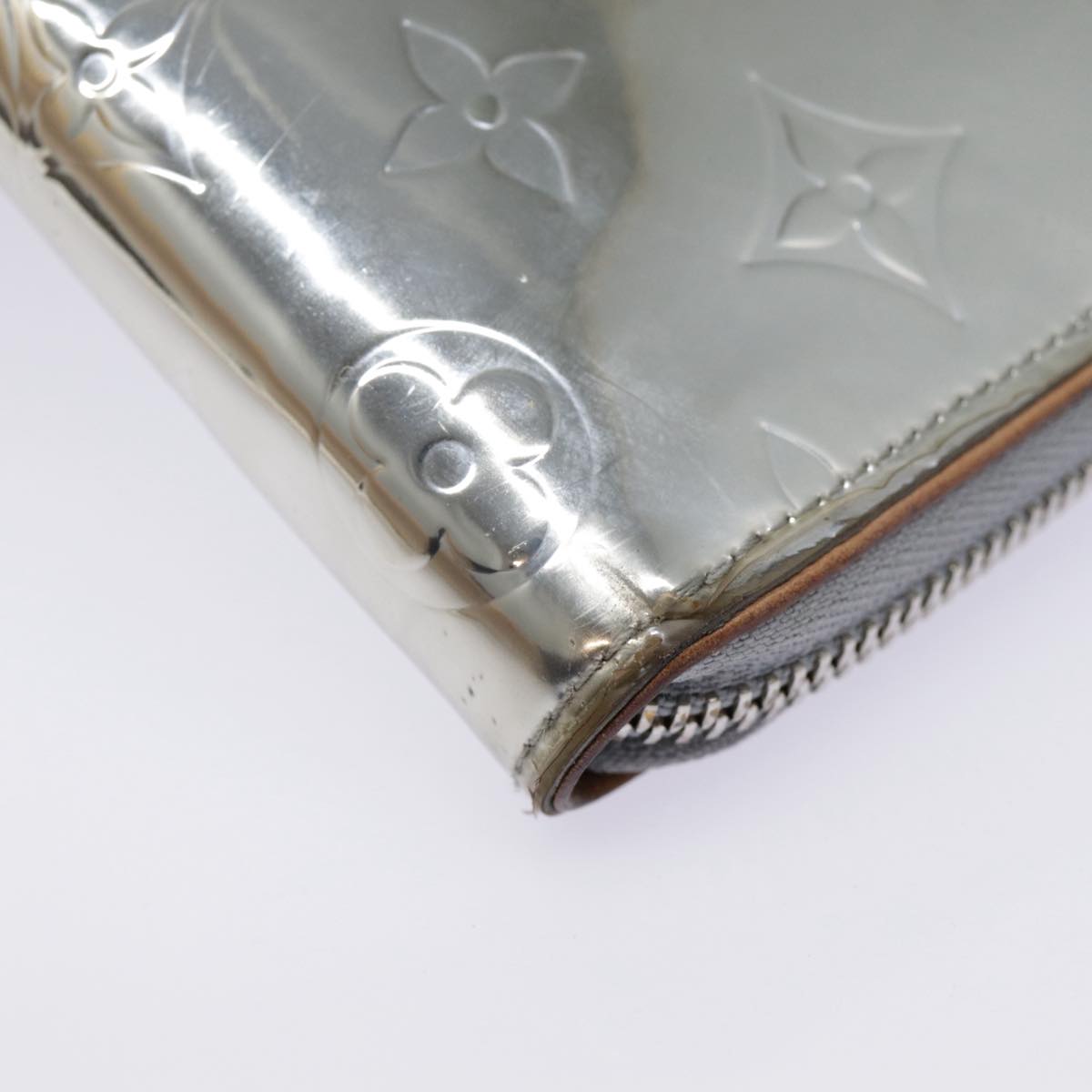 LOUIS VUITTON Monogram Mirror Zippy Wallet Vertical Silver M80808 LV 89181