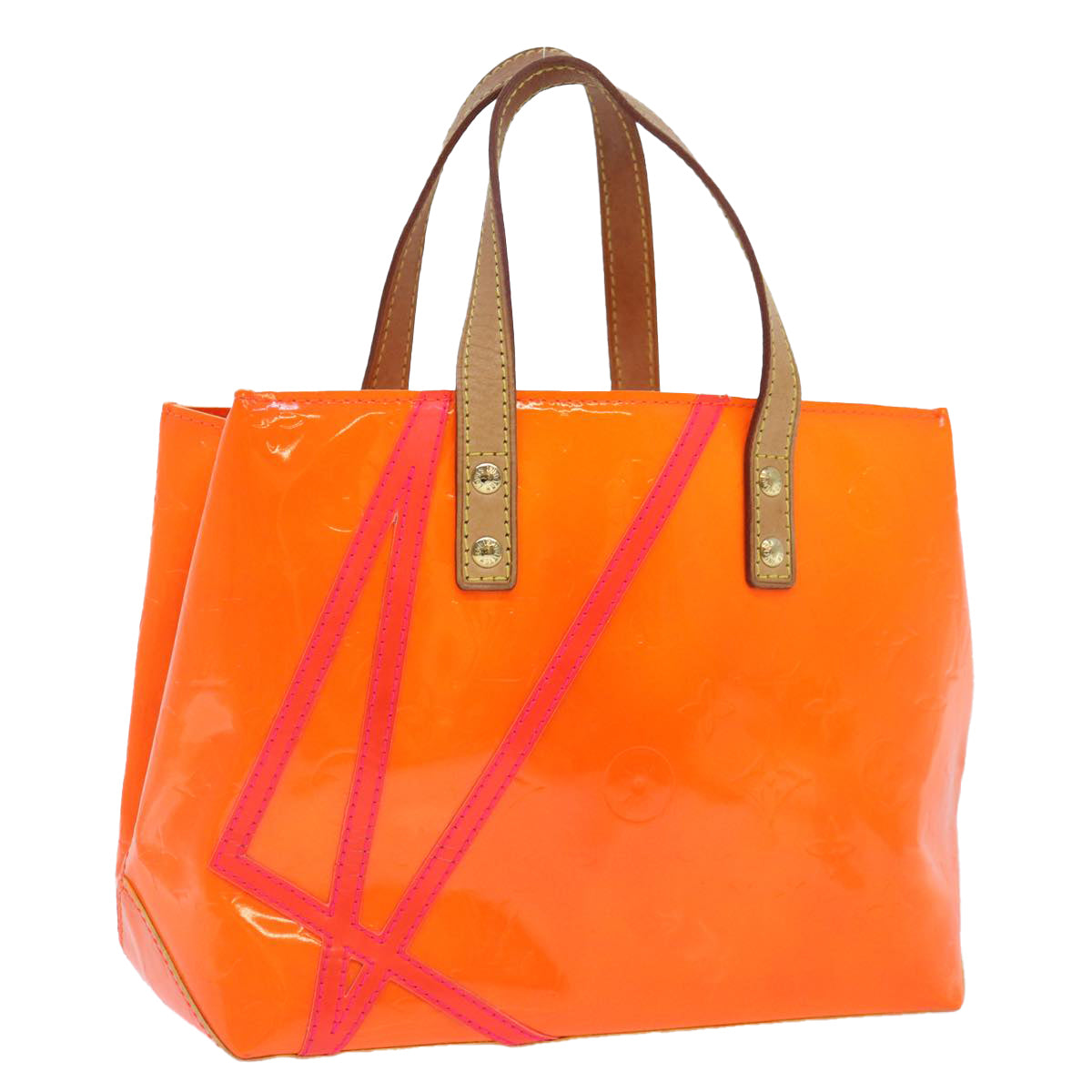 LOUIS VUITTON Monogram Vernis Fluo Reade PM Hand Bag Red M91903 LV 89191