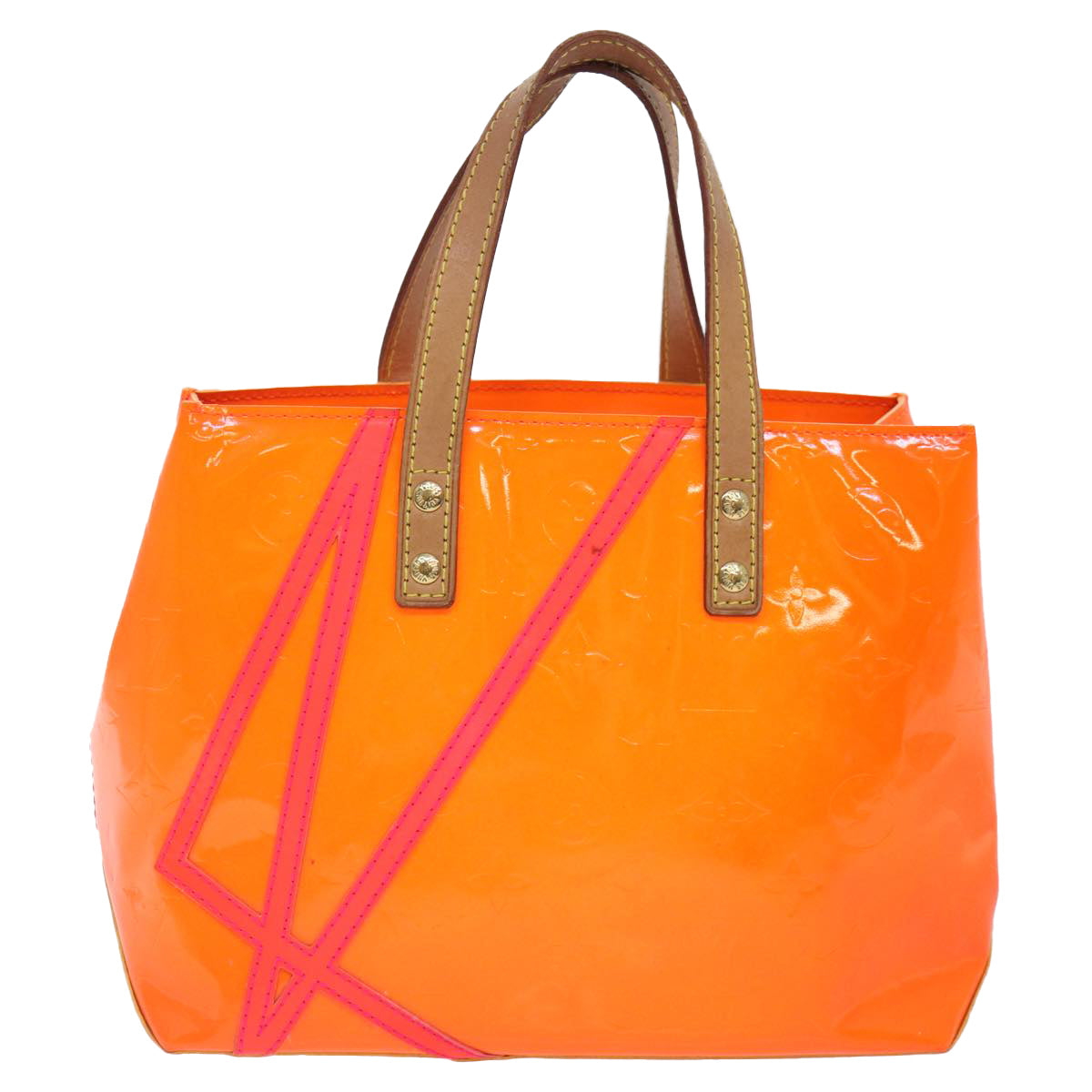 LOUIS VUITTON Monogram Vernis Fluo Reade PM Hand Bag Red M91903 LV 89191