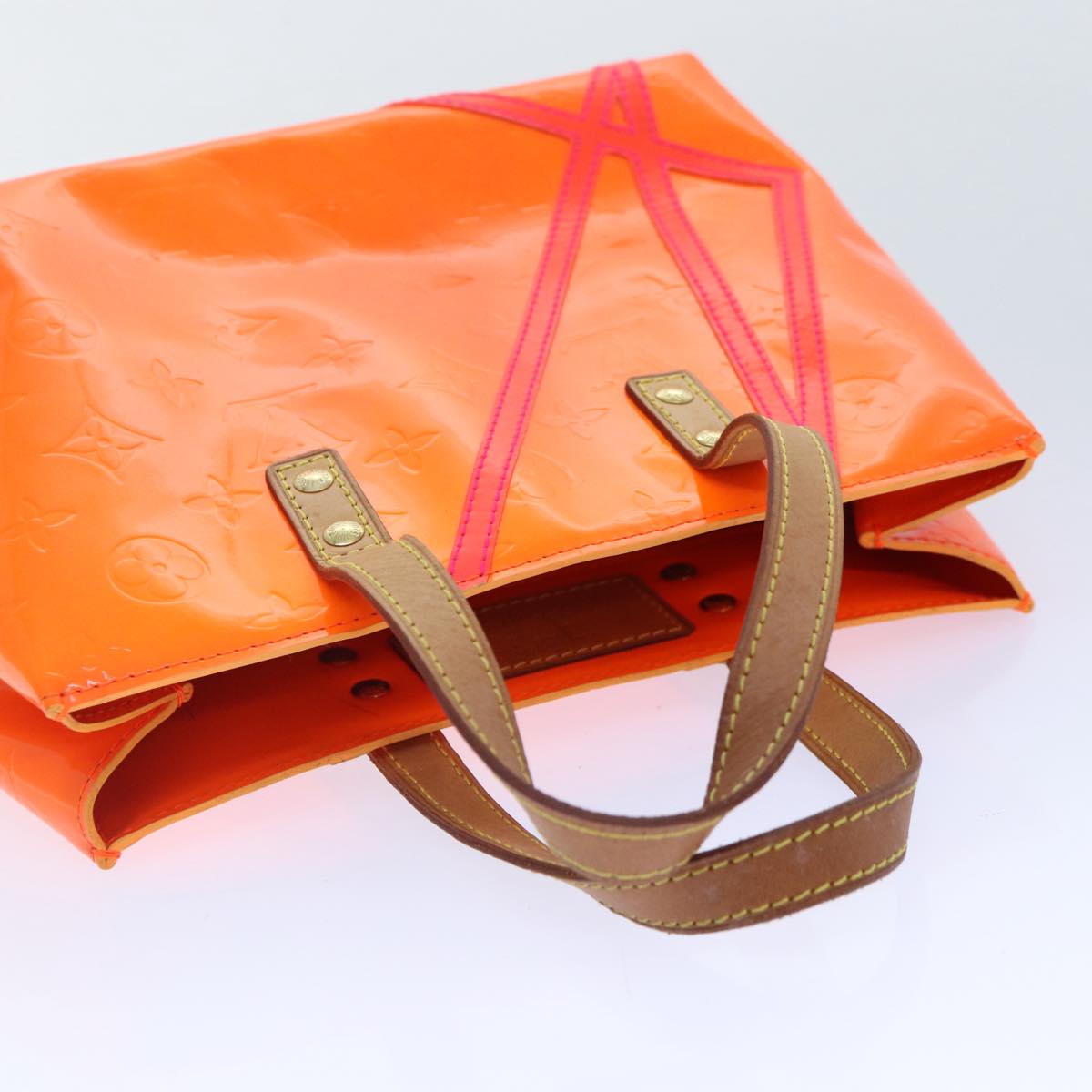 LOUIS VUITTON Monogram Vernis Fluo Reade PM Hand Bag Red M91903 LV 89191