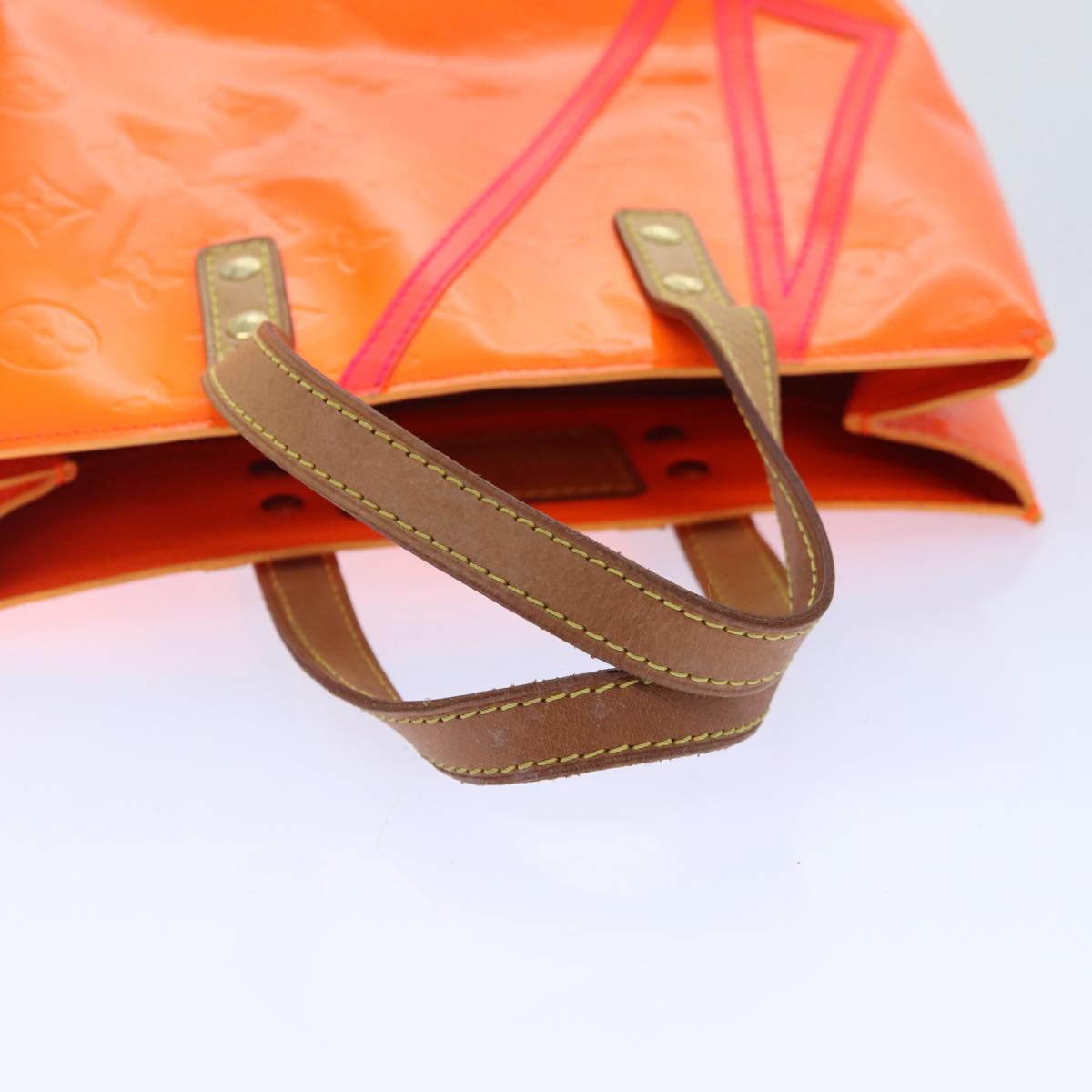 LOUIS VUITTON Monogram Vernis Fluo Reade PM Hand Bag Red M91903 LV 89191