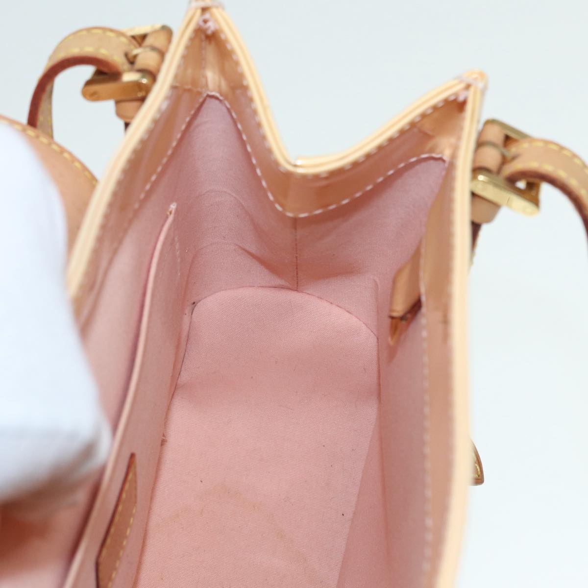 LOUIS VUITTON Vernis Biscayne Bay GM Bag Marshmallow Pink M91284 LV 89195