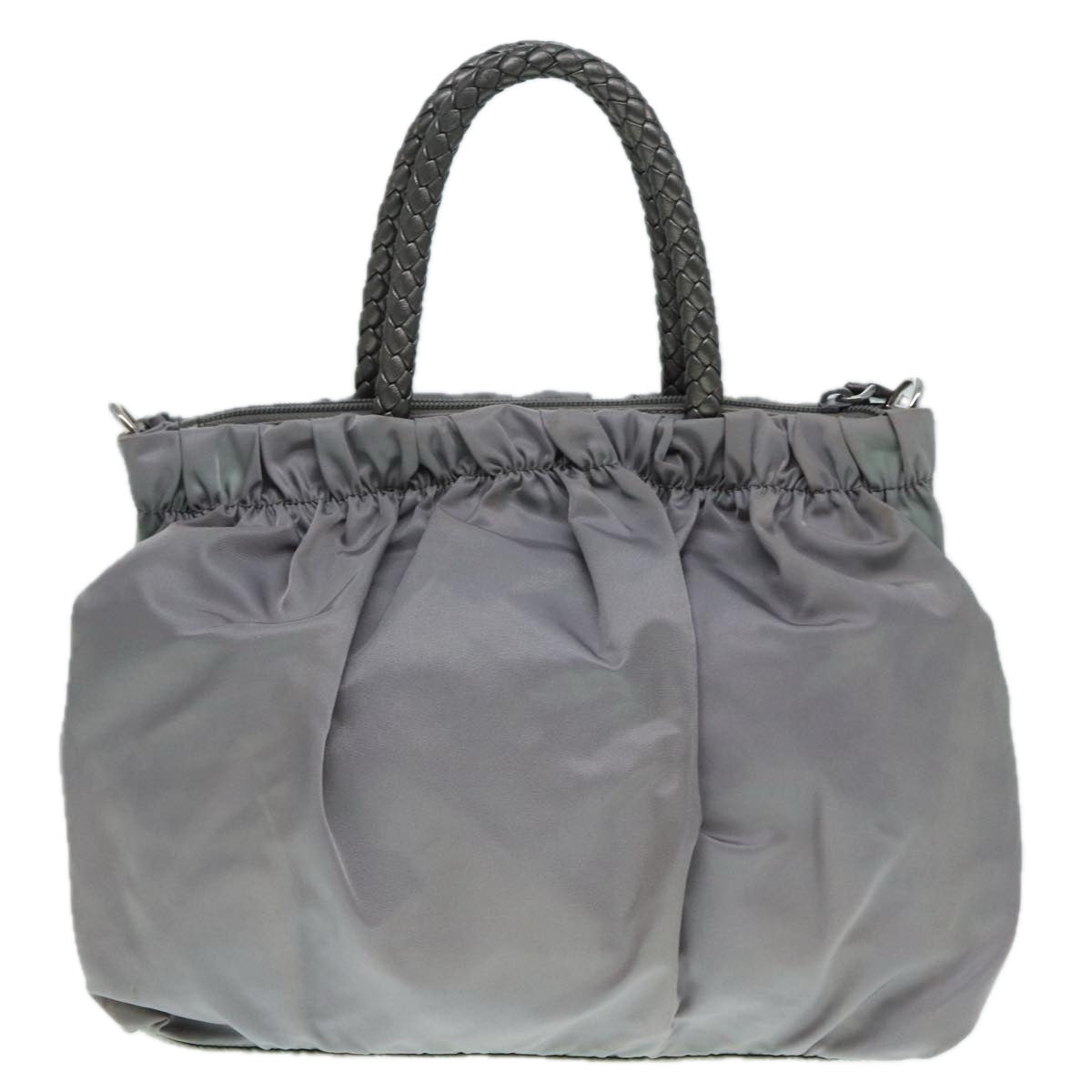Luxury Prada Hand Bag Nylon 2way Silver Gray  89250
