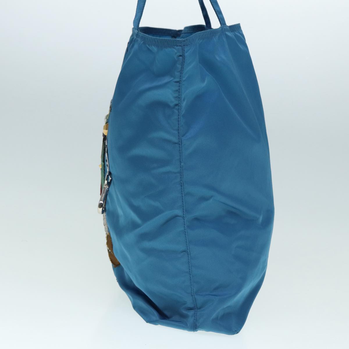 Luxury Prada Tote Bag Nylon Blue Silver  89252