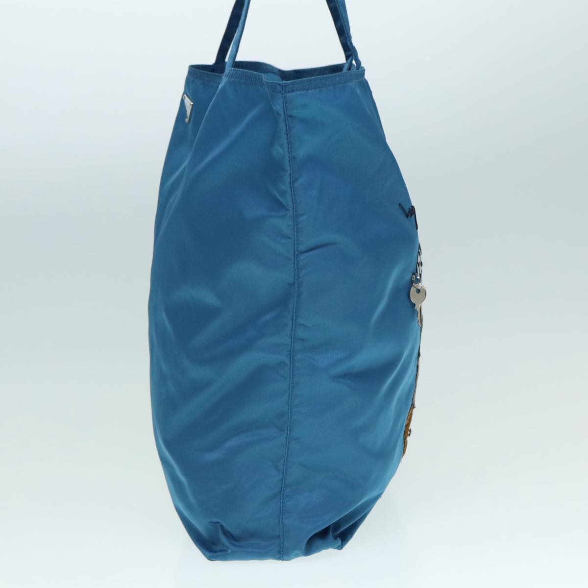 Luxury Prada Tote Bag Nylon Blue Silver  89252