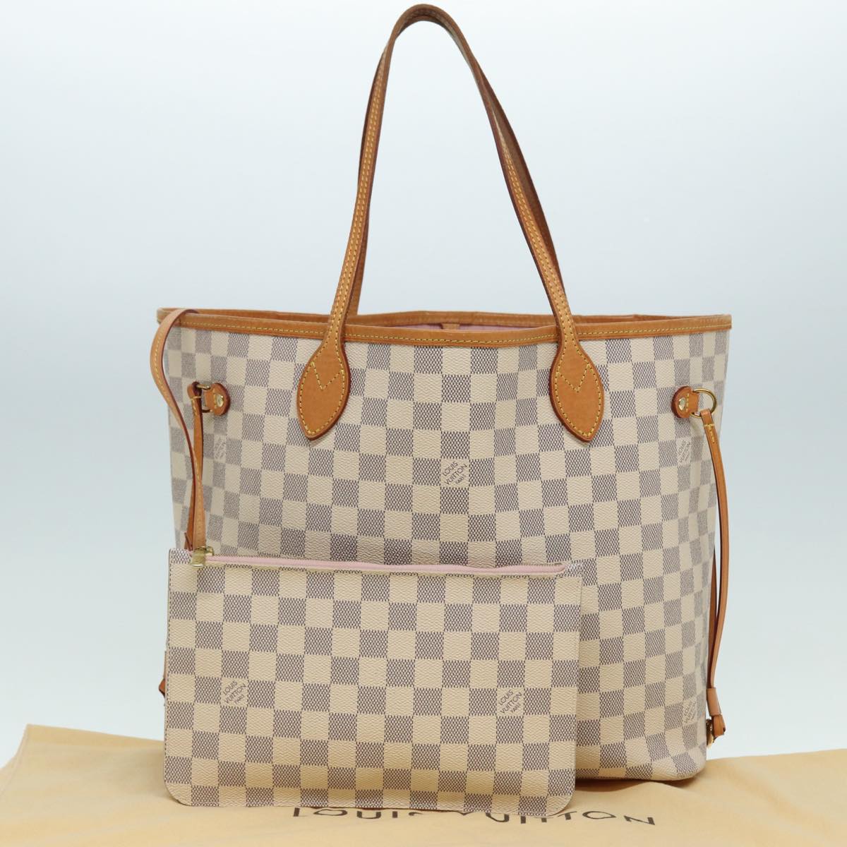 LOUIS VUITTON Damier Azur Neverfull MM Tote Bag N41605 LV 89255