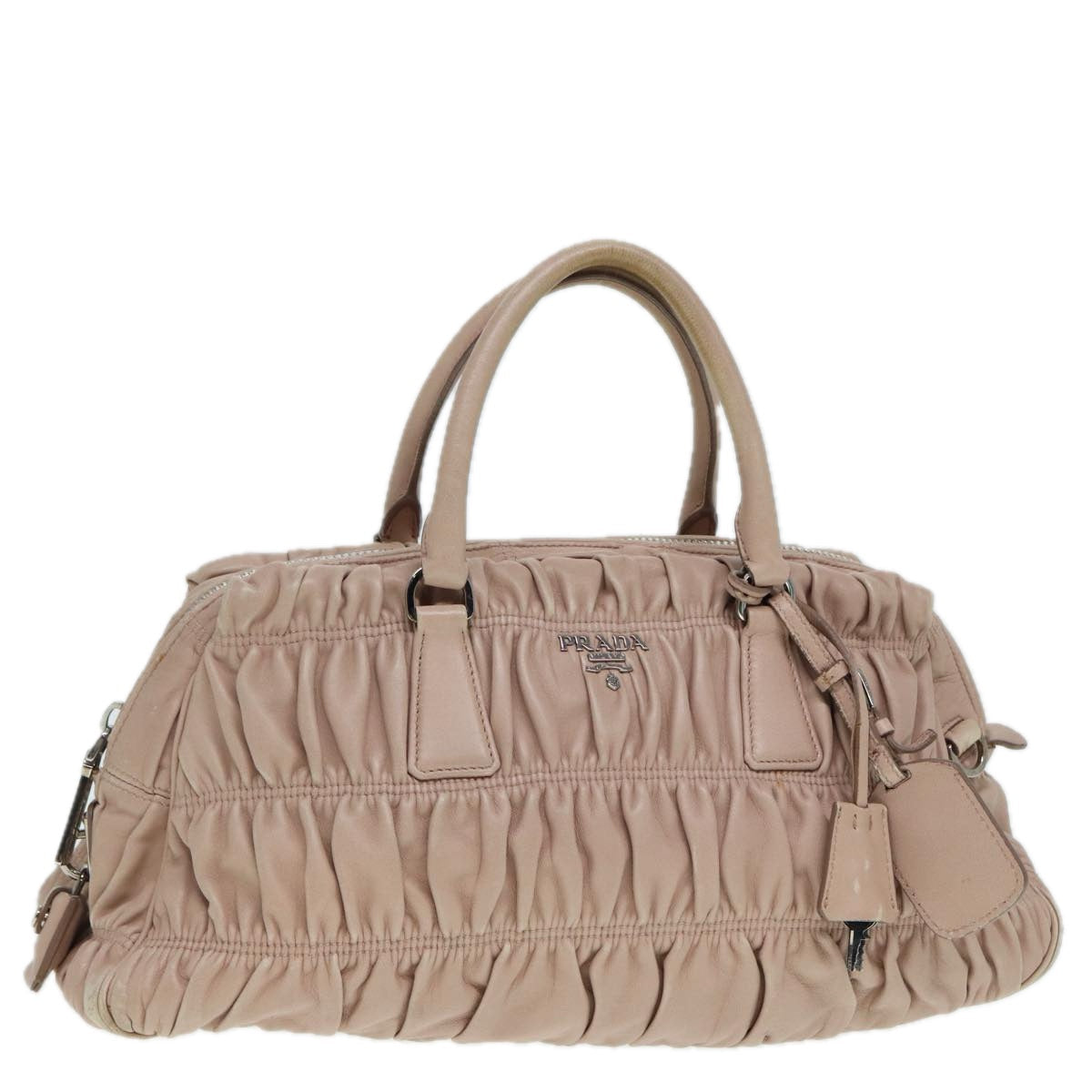 Luxury Prada Hand Bag Leather Beige Gold  89256
