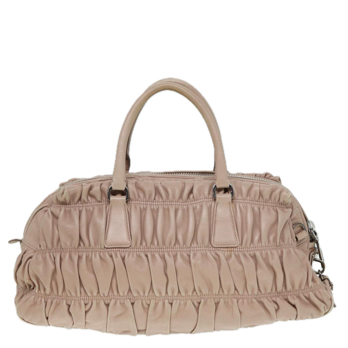 Luxury Prada Hand Bag Leather Beige Gold  89256