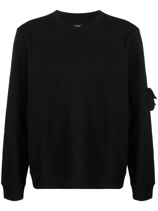 Luxury Fendi Baquette Crew Neck Cotton Sweatshirt Black