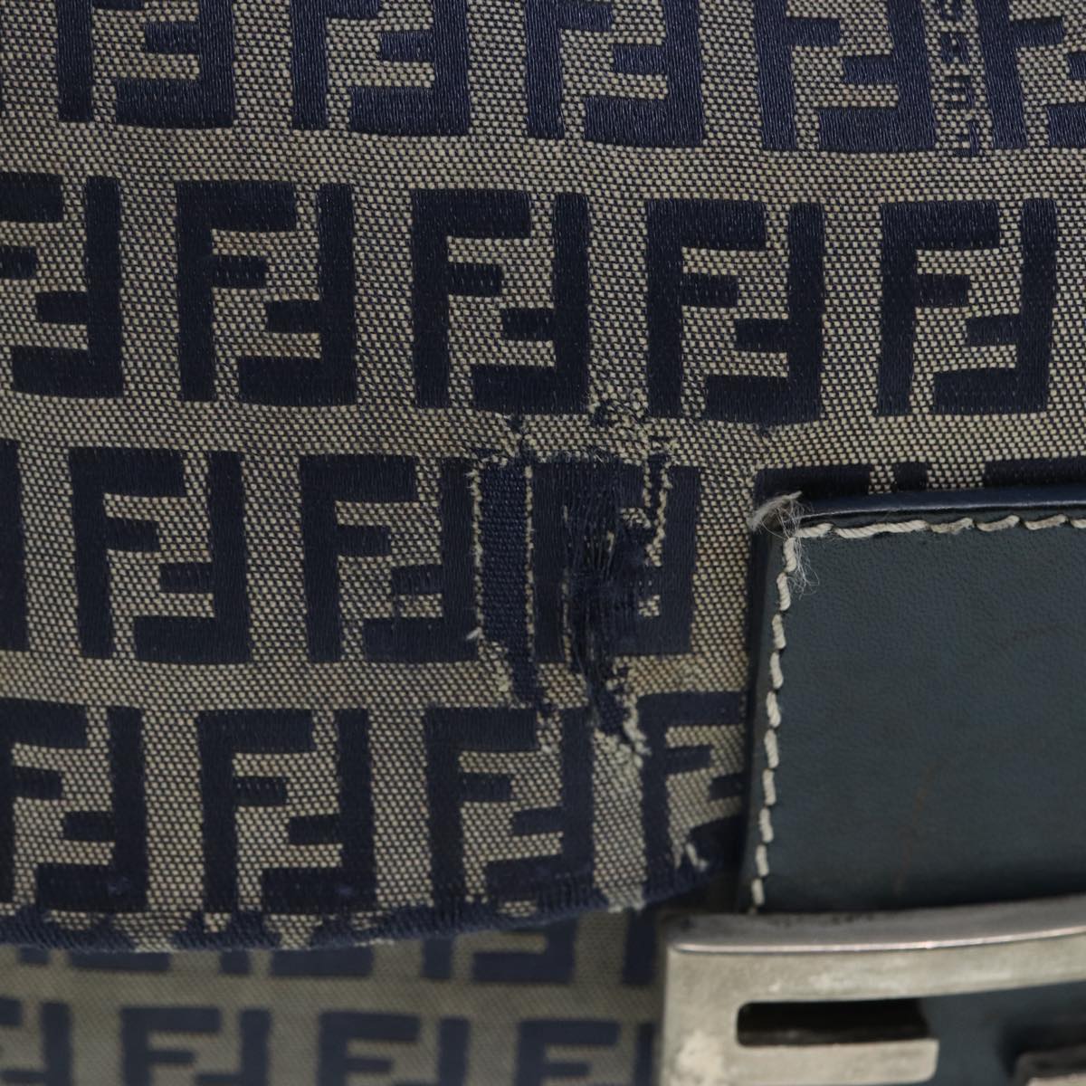 Luxury Fendi Zucchino Canvas Mamma bucket Hand Bag Navy89278