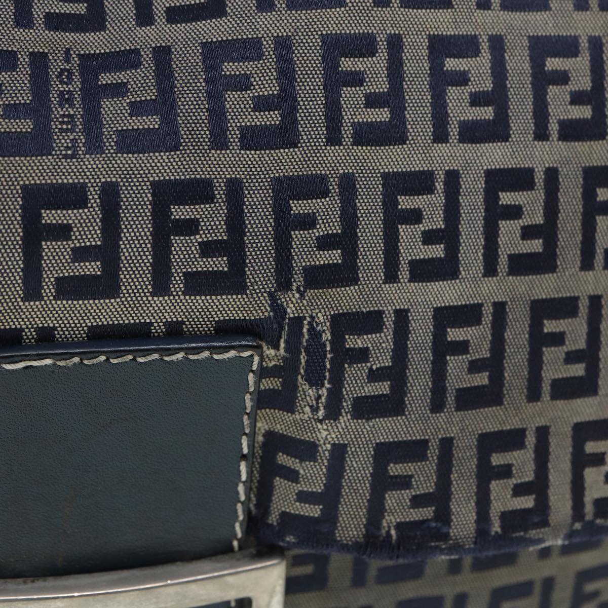 Luxury Fendi Zucchino Canvas Mamma bucket Hand Bag Navy89278