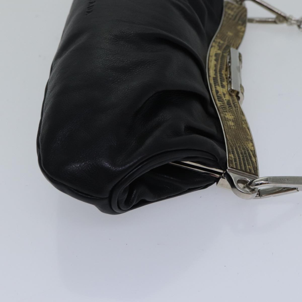 Luxury Prada Chain Shoulder Bag Leather Black  89318