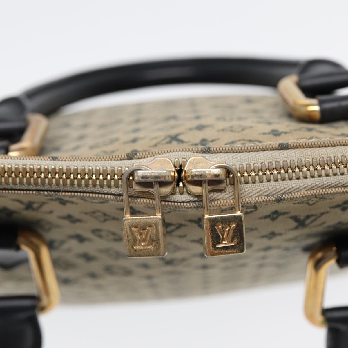 LOUIS VUITTON Monogram Mini Alma Haut Hand Bag Blue M92202 LV 89330