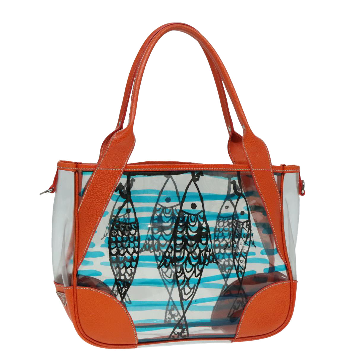 Luxury Prada Shoulder Bag Vinyl Orange Silver  89364