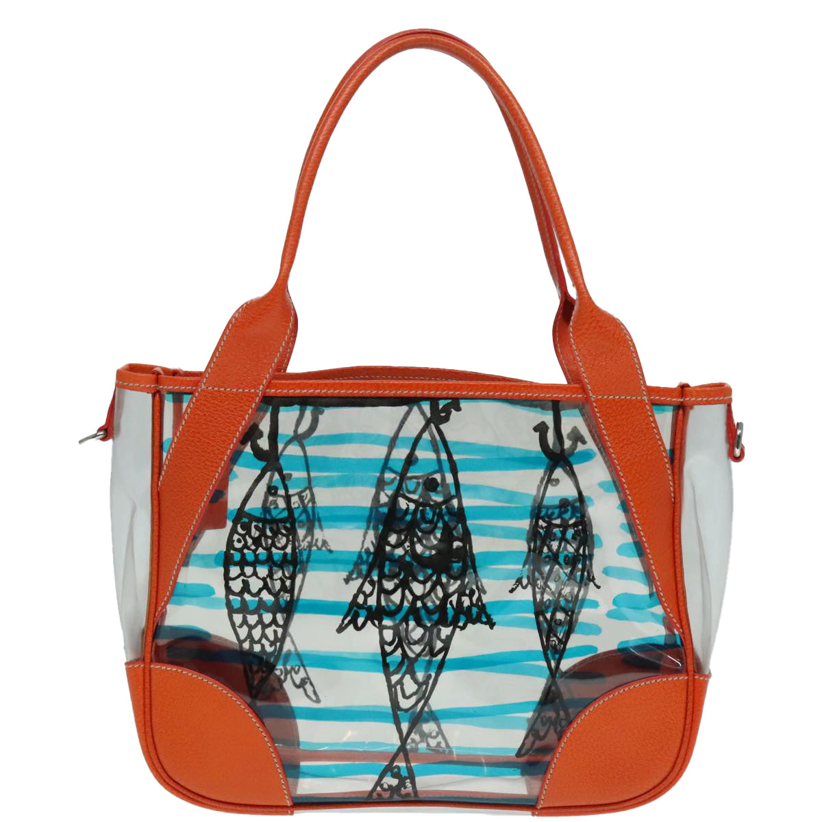 Luxury Prada Shoulder Bag Vinyl Orange Silver  89364