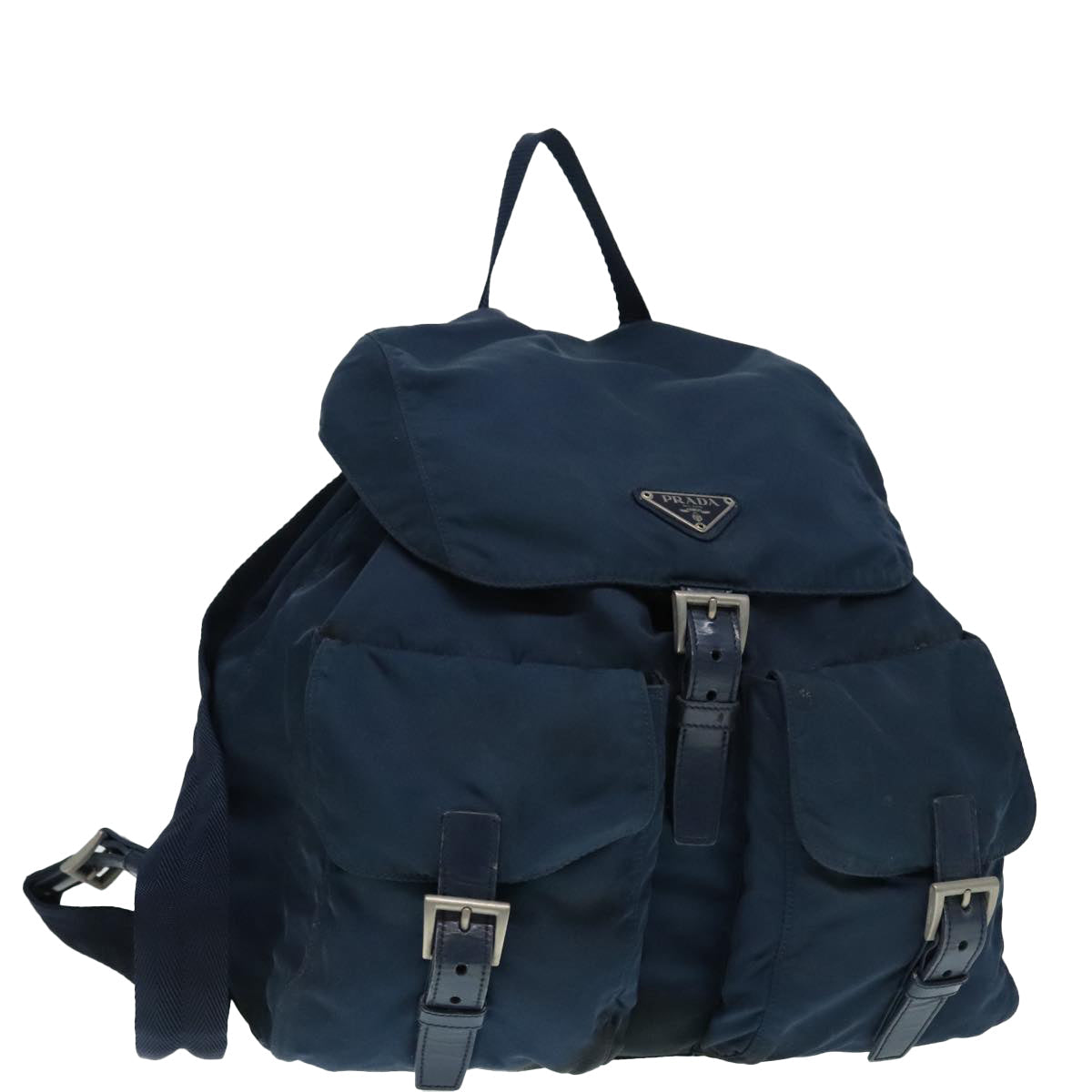 Luxury Prada Backpack Nylon Navy Silver  89367