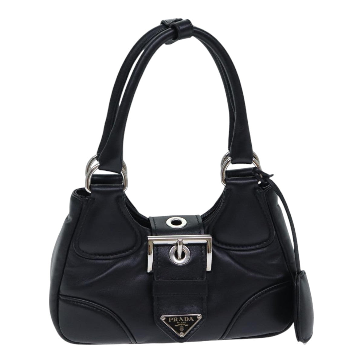 Luxury Prada Moon Hand Bag Leather Black Silver 1BA381  89413S