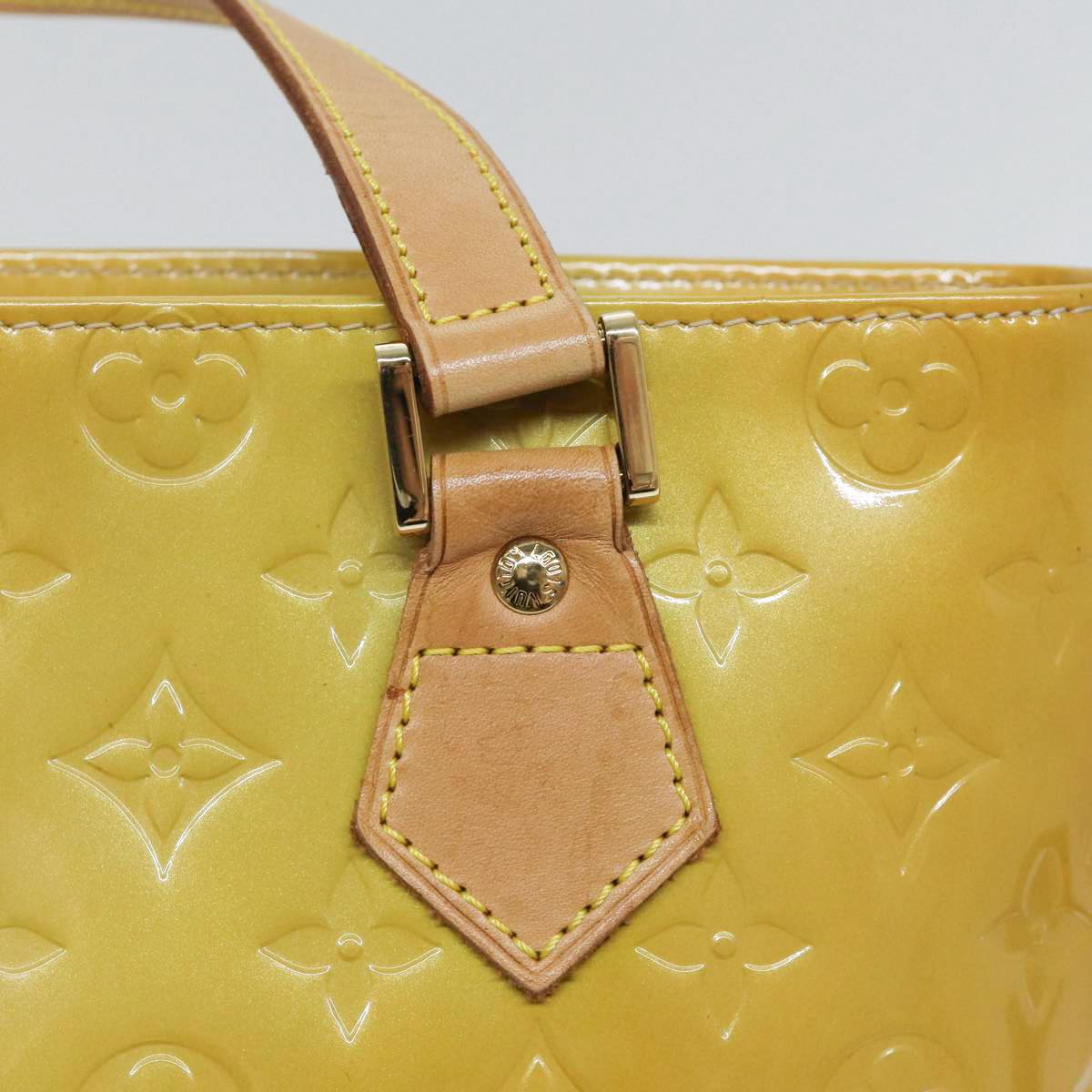 LOUIS VUITTON Monogram Vernis Houston Hand Bag Beige M91004 LV 89423