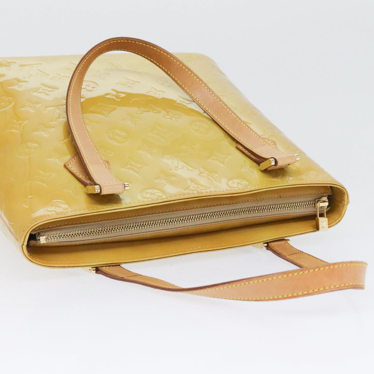LOUIS VUITTON Monogram Vernis Houston Hand Bag Beige M91004 LV 89423