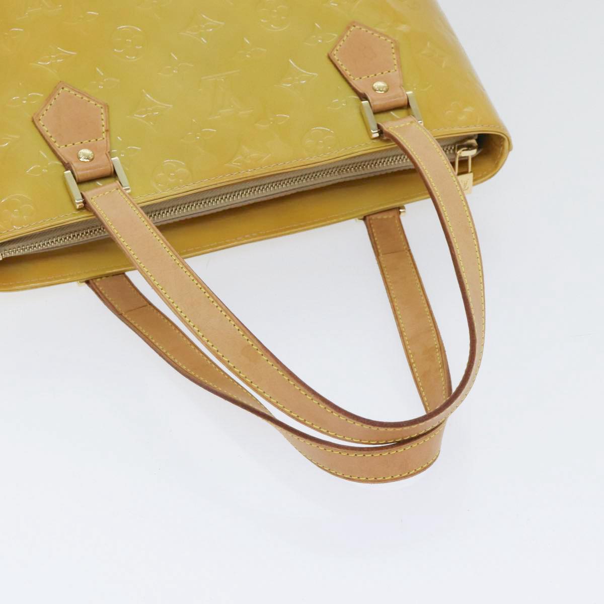 LOUIS VUITTON Monogram Vernis Houston Hand Bag Beige M91004 LV 89423