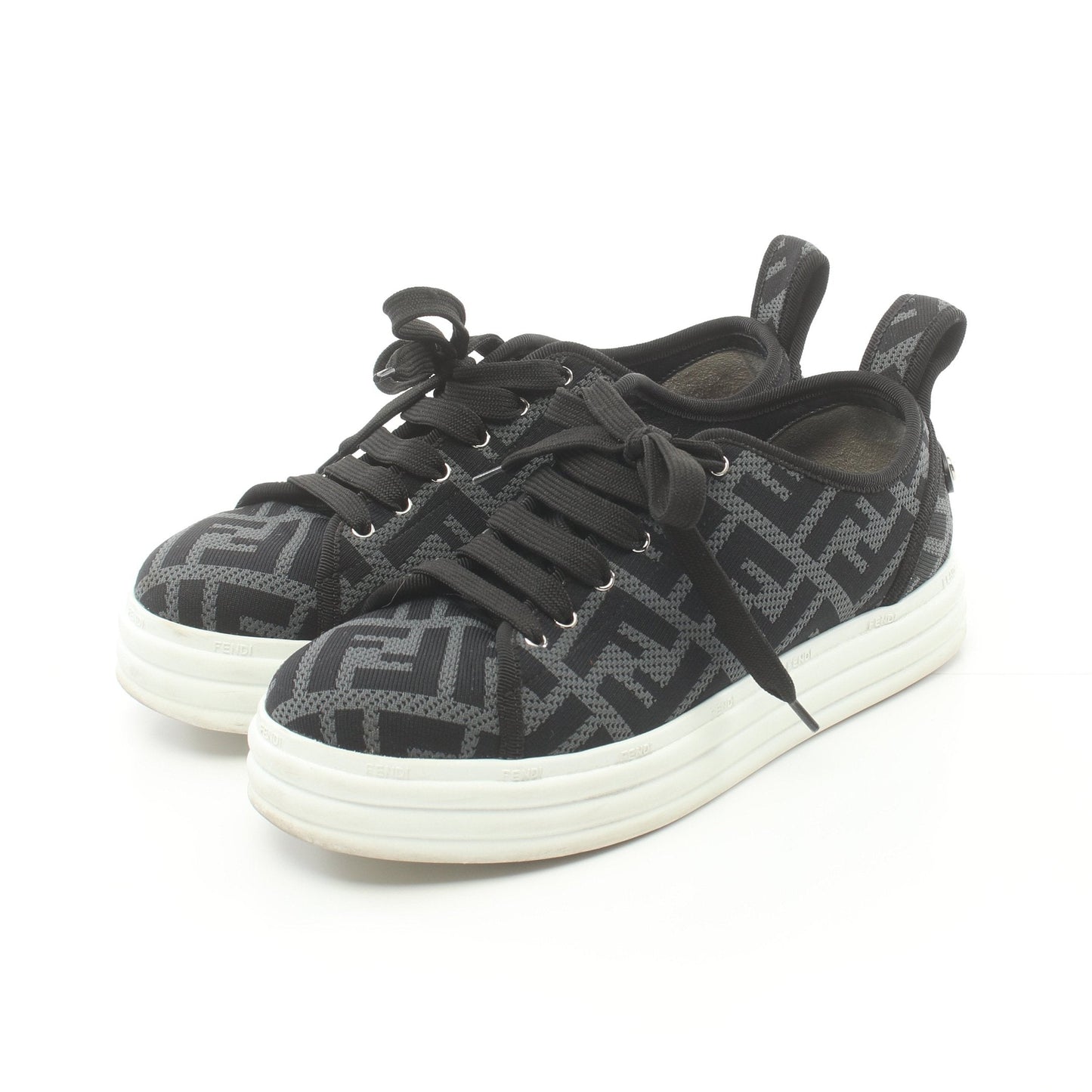 Luxury Fendi Zucca Sneakers Fabric Gray Black