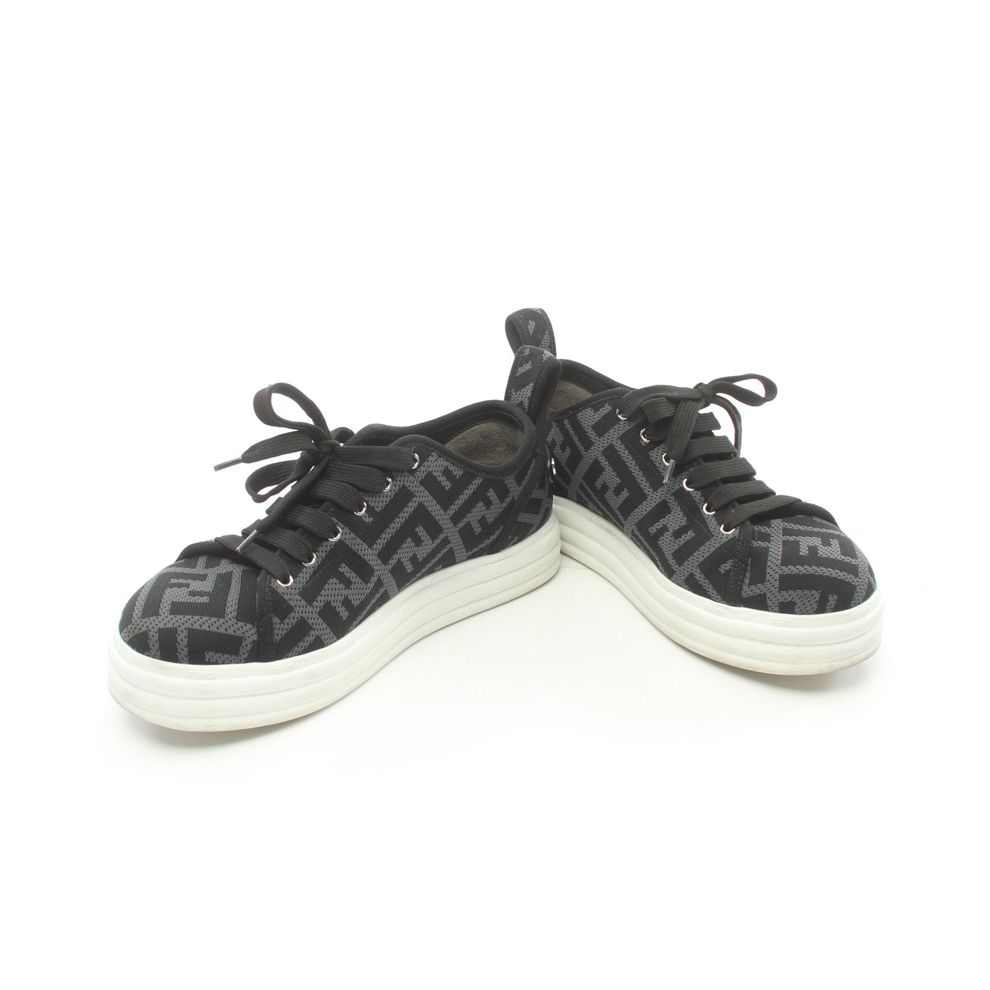 Luxury Fendi Zucca Sneakers Fabric Gray Black