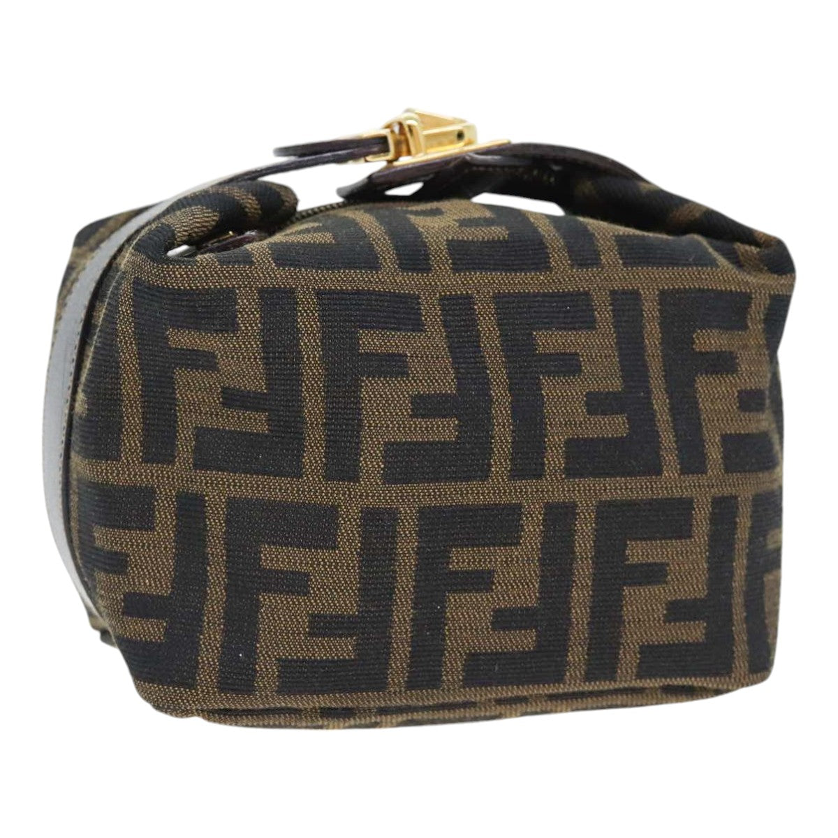 Luxury Fendi Zucca Canvas Vanity Hand Bag Brown Black gold89433