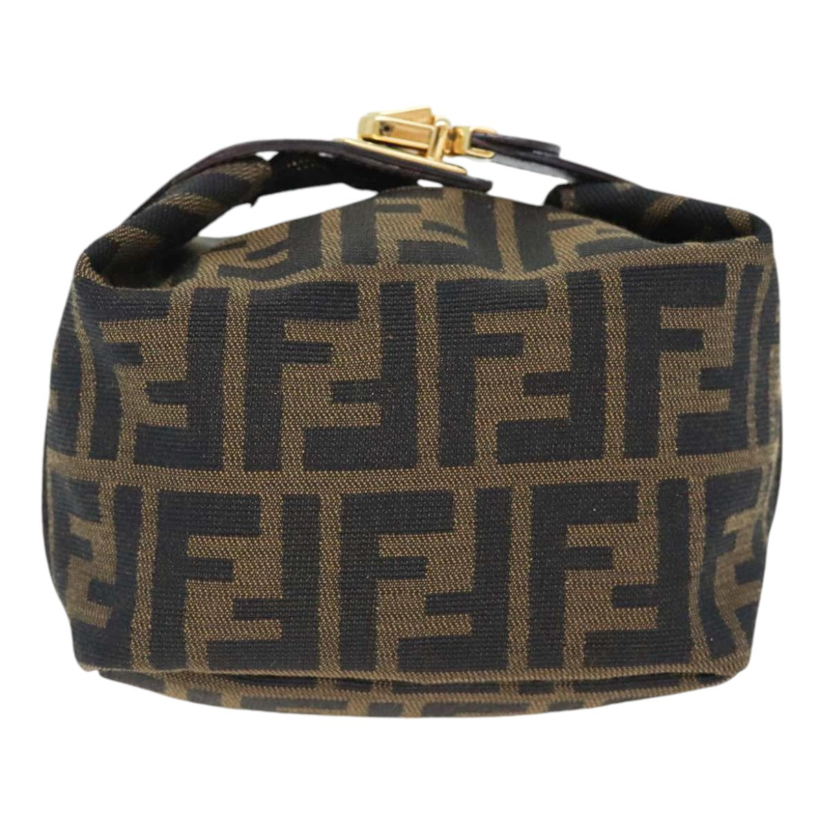 Luxury Fendi Zucca Canvas Vanity Hand Bag Brown Black gold89433