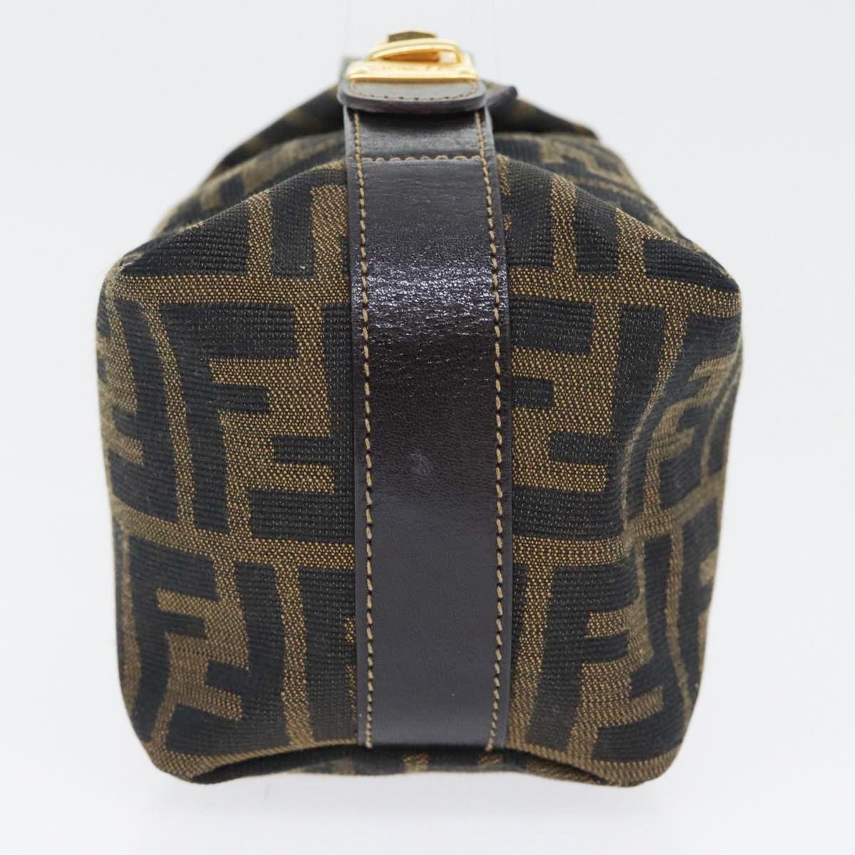 Luxury Fendi Zucca Canvas Vanity Hand Bag Brown Black gold89433