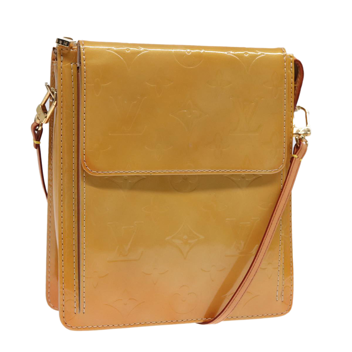 LOUIS VUITTON Monogram Vernis Motto Accessory Pouch Beige M91136 LV 89452