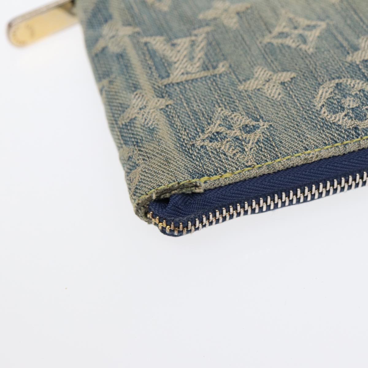 LOUIS VUITTON Monogram Denim Mini Zippy Wallet Wallet Blue M95342 LV 89480