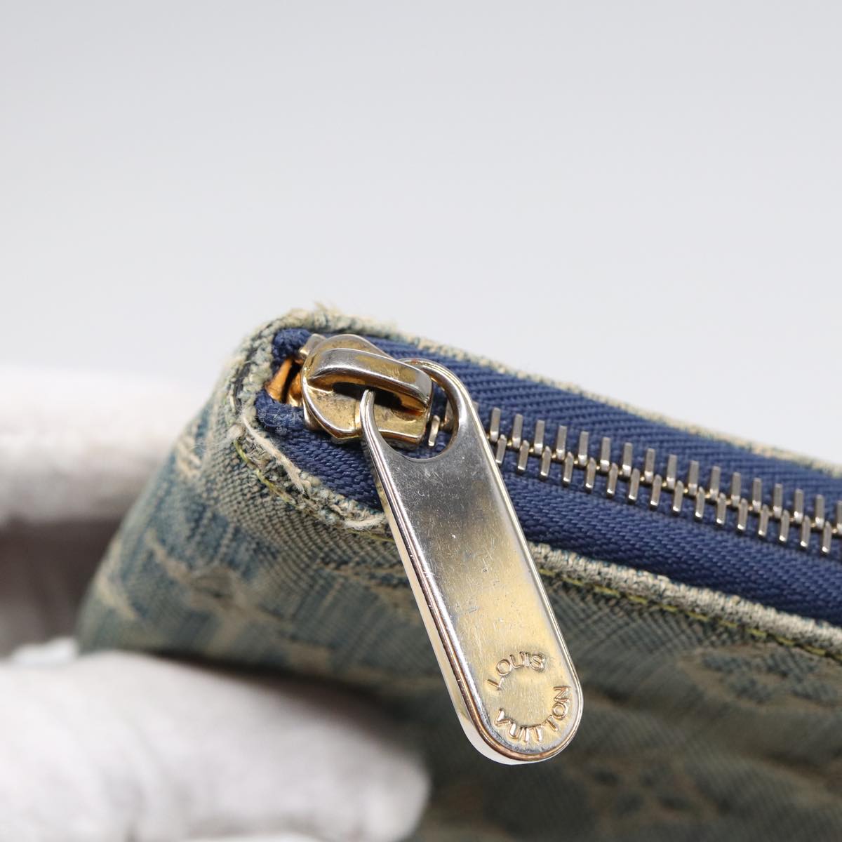 LOUIS VUITTON Monogram Denim Mini Zippy Wallet Wallet Blue M95342 LV 89480