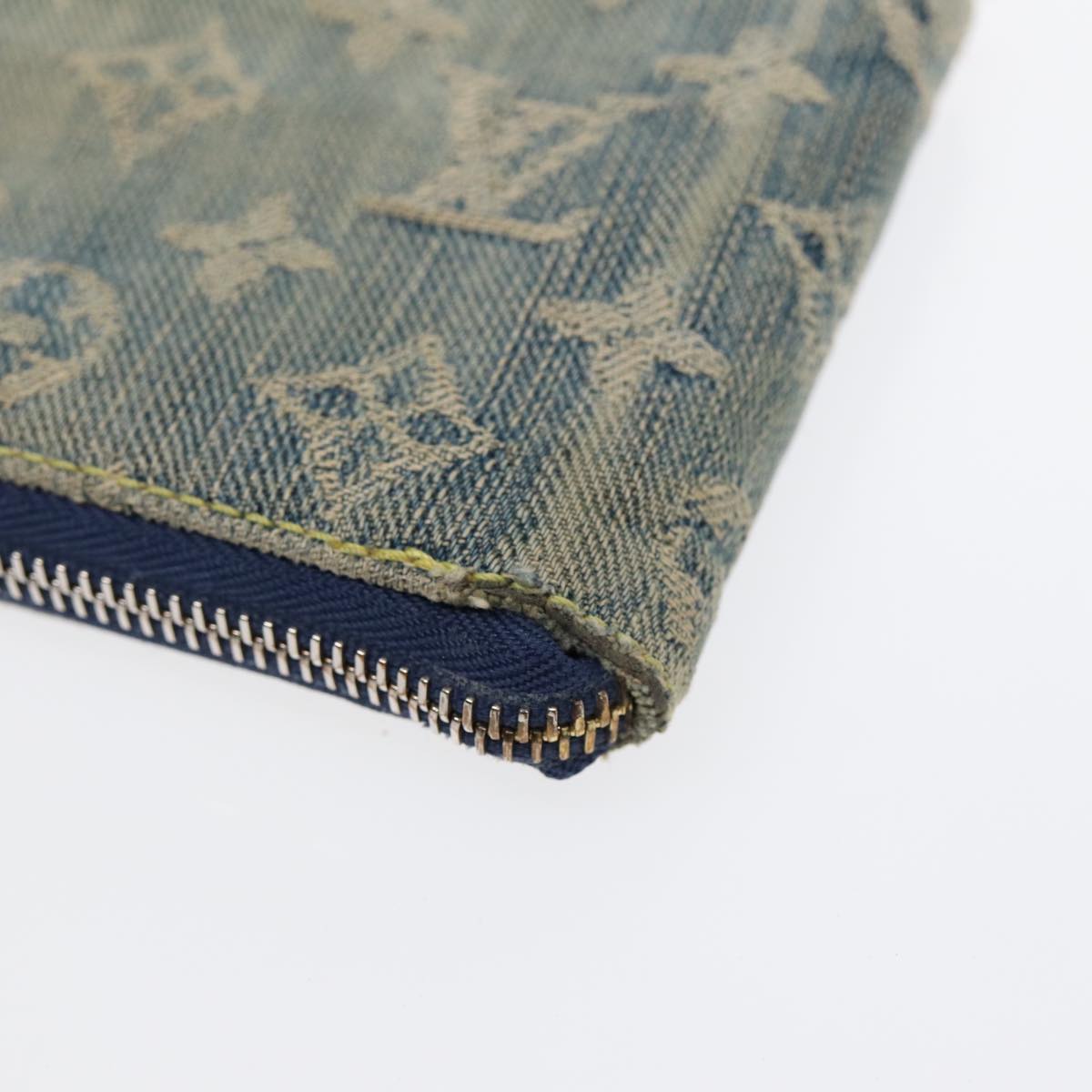 LOUIS VUITTON Monogram Denim Mini Zippy Wallet Wallet Blue M95342 LV 89480