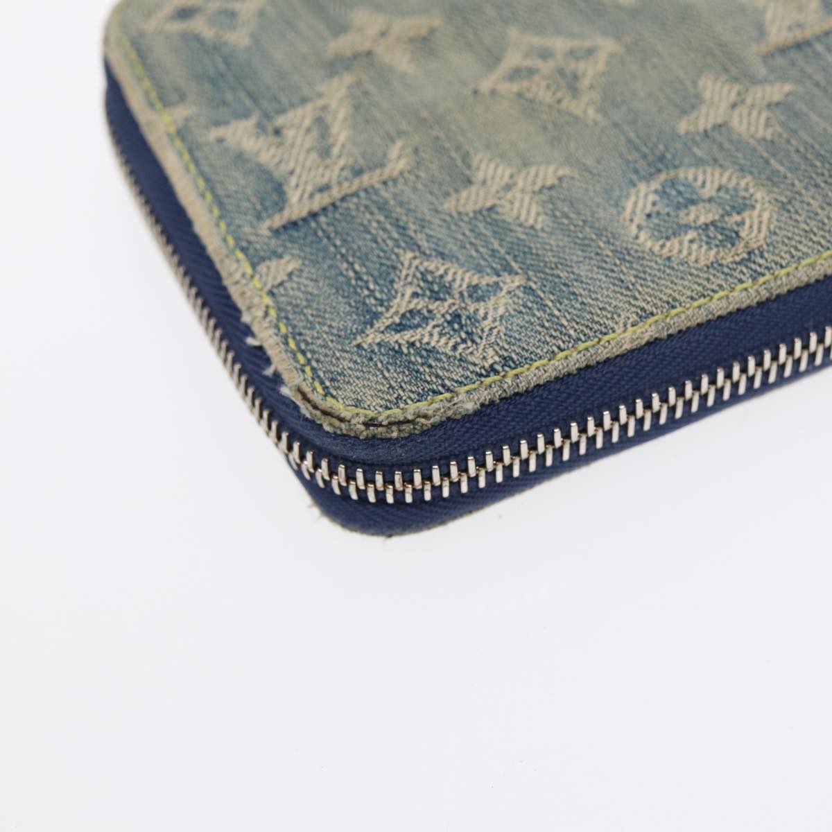 LOUIS VUITTON Monogram Denim Mini Zippy Wallet Wallet Blue M95342 LV 89480
