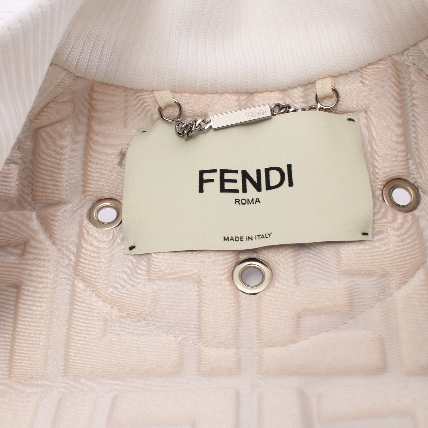 Luxury Fendi FF Emboss Bomber jacket Leather jacket Lamb leather White