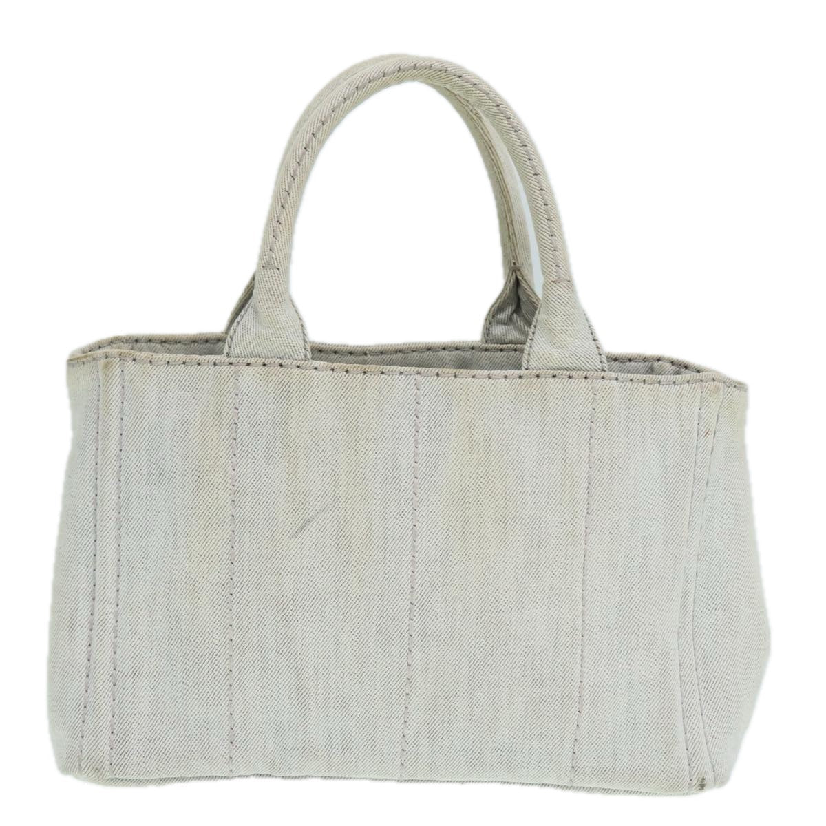 Luxury Prada Canapa PM Hand Bag Canvas 2way Gray Gold  89520