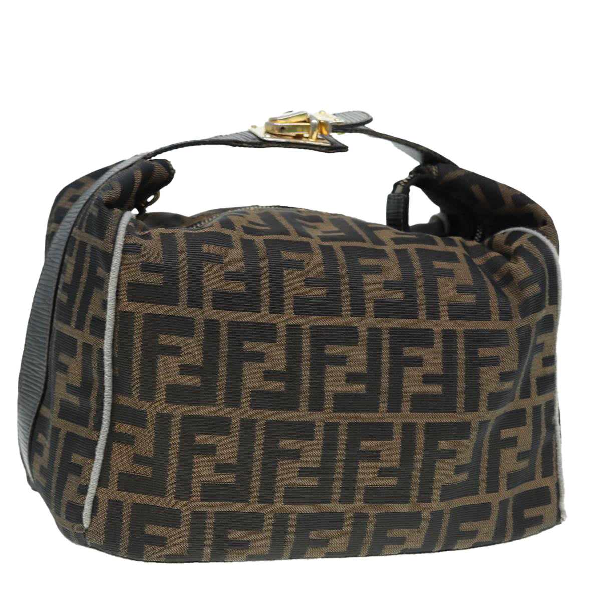 Luxury Fendi Zucca Canvas Vanity Hand Bag Brown Black gold89547