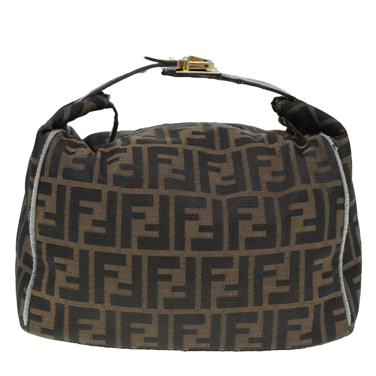 Luxury Fendi Zucca Canvas Vanity Hand Bag Brown Black gold89547