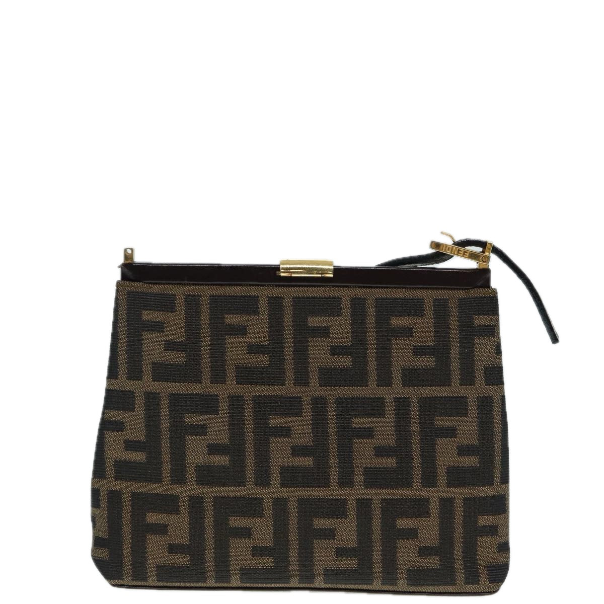 Luxury Fendi Zucca Canvas Mamma Baguette Shoulder Bag Gold Black Brown89560