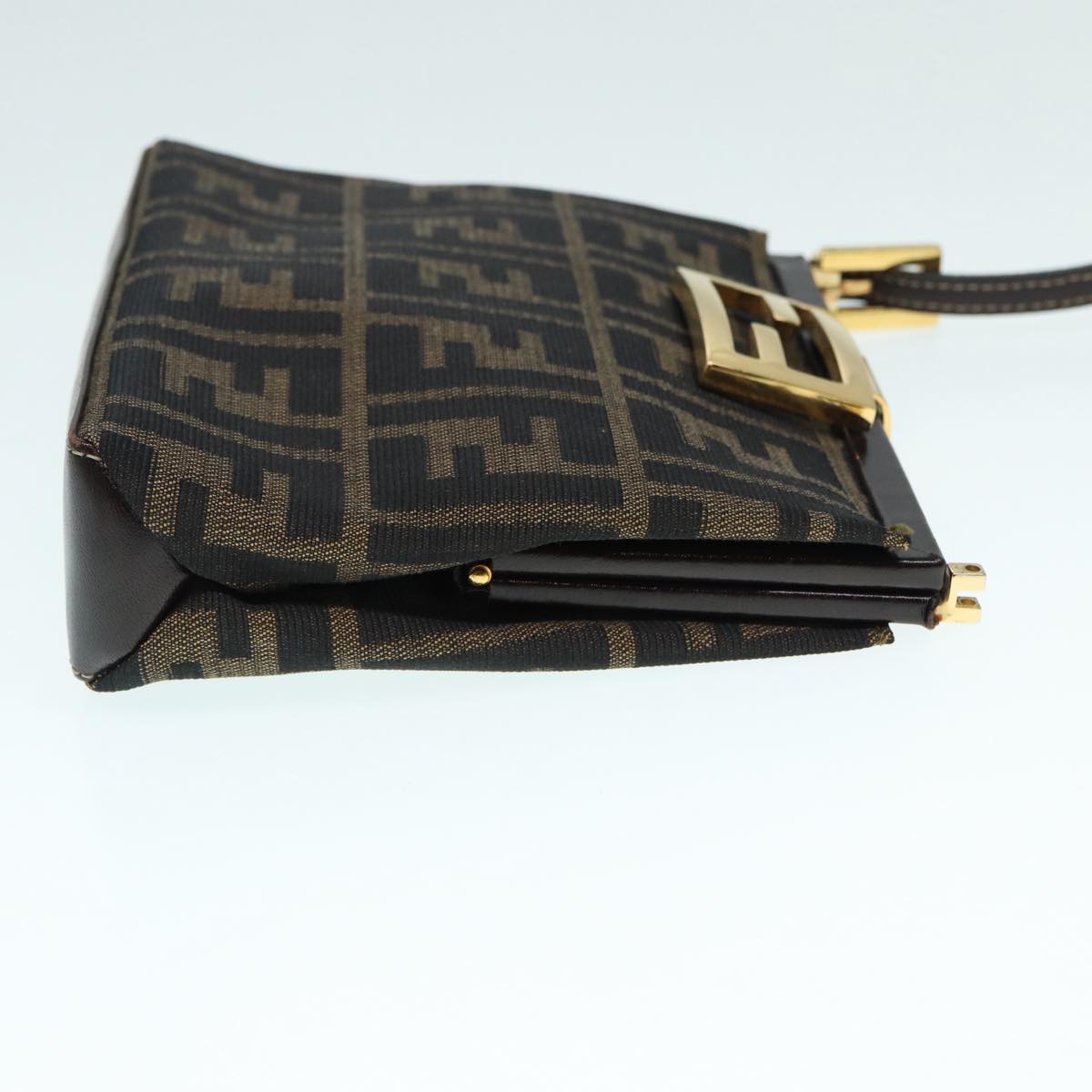 Luxury Fendi Zucca Canvas Mamma Baguette Shoulder Bag Gold Black Brown89560