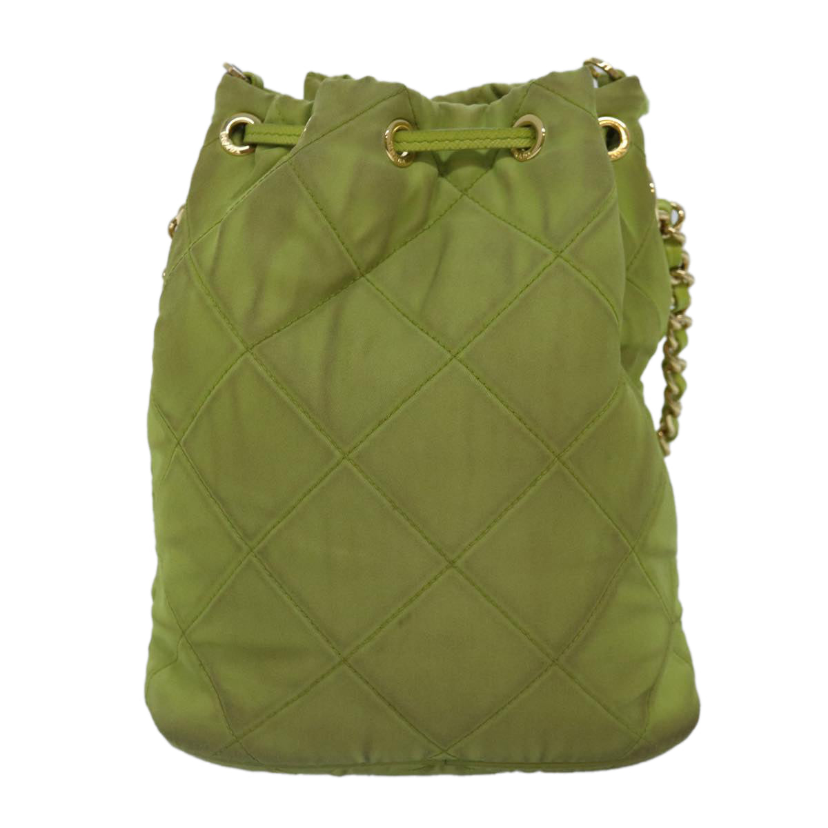 Luxury Prada Chain Shoulder Bag Nylon 2way Green Gold  89566