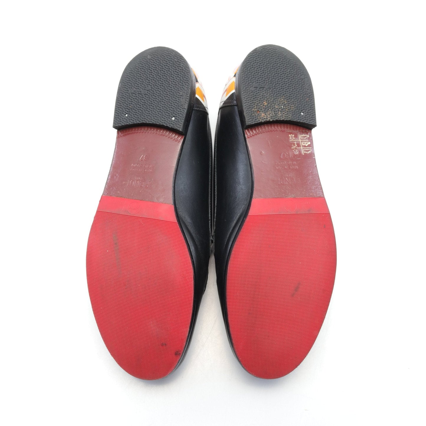 Luxury Fendi Loafers Floral pattern Leather Black Multicolor