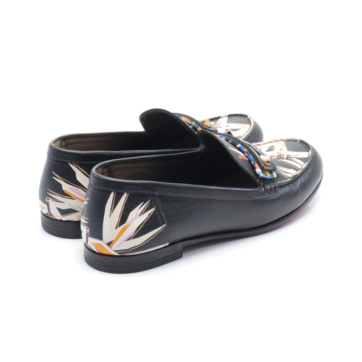 Luxury Fendi Loafers Floral pattern Leather Black Multicolor