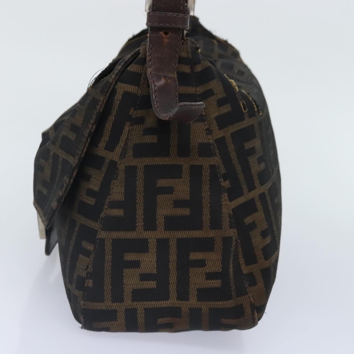 Luxury Fendi Zucca Canvas Mamma Baguette Shoulder Bag Brown Black gold89599