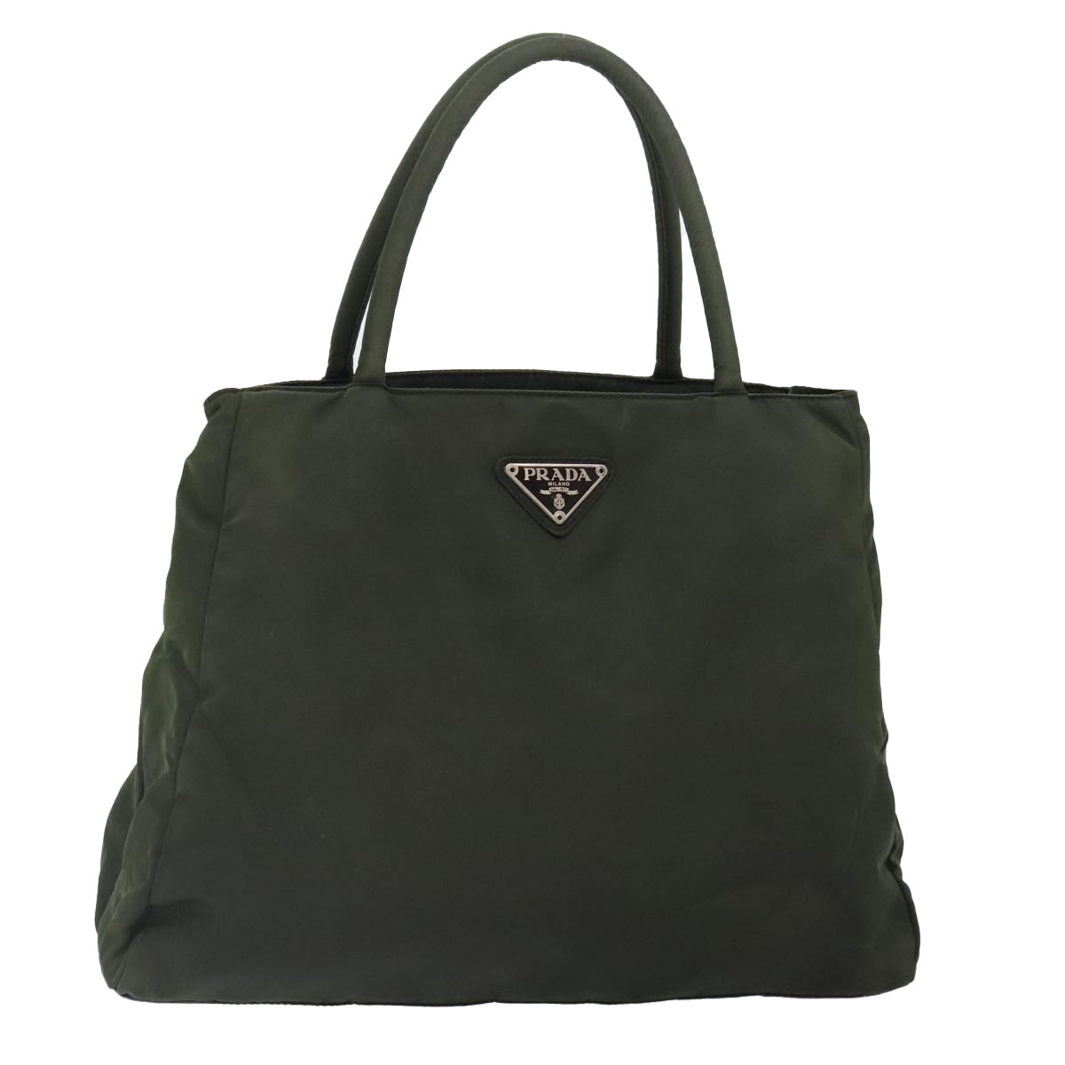 Luxury Prada Tote Bag Nylon Khaki Silver  89615