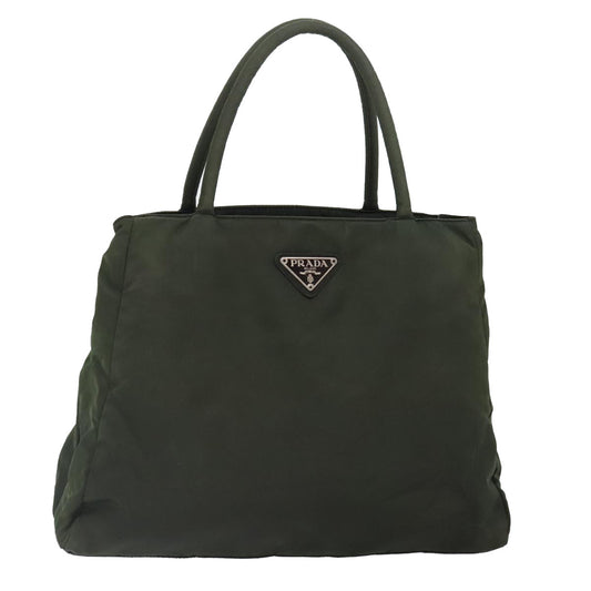 Luxury Prada Tote Bag Nylon Khaki Silver  89615