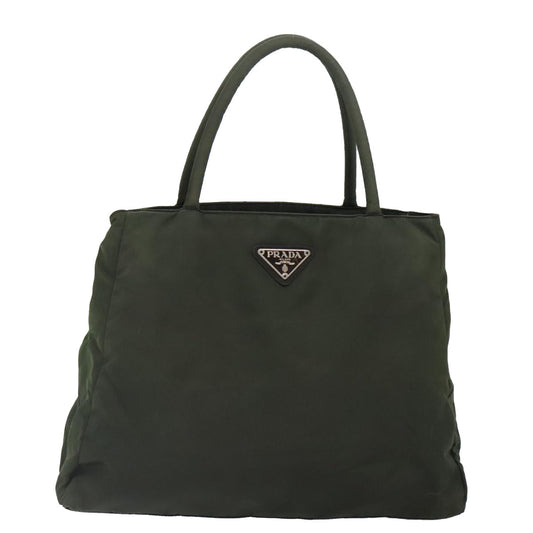 Luxury Prada Tote Bag Nylon Khaki Silver  89615