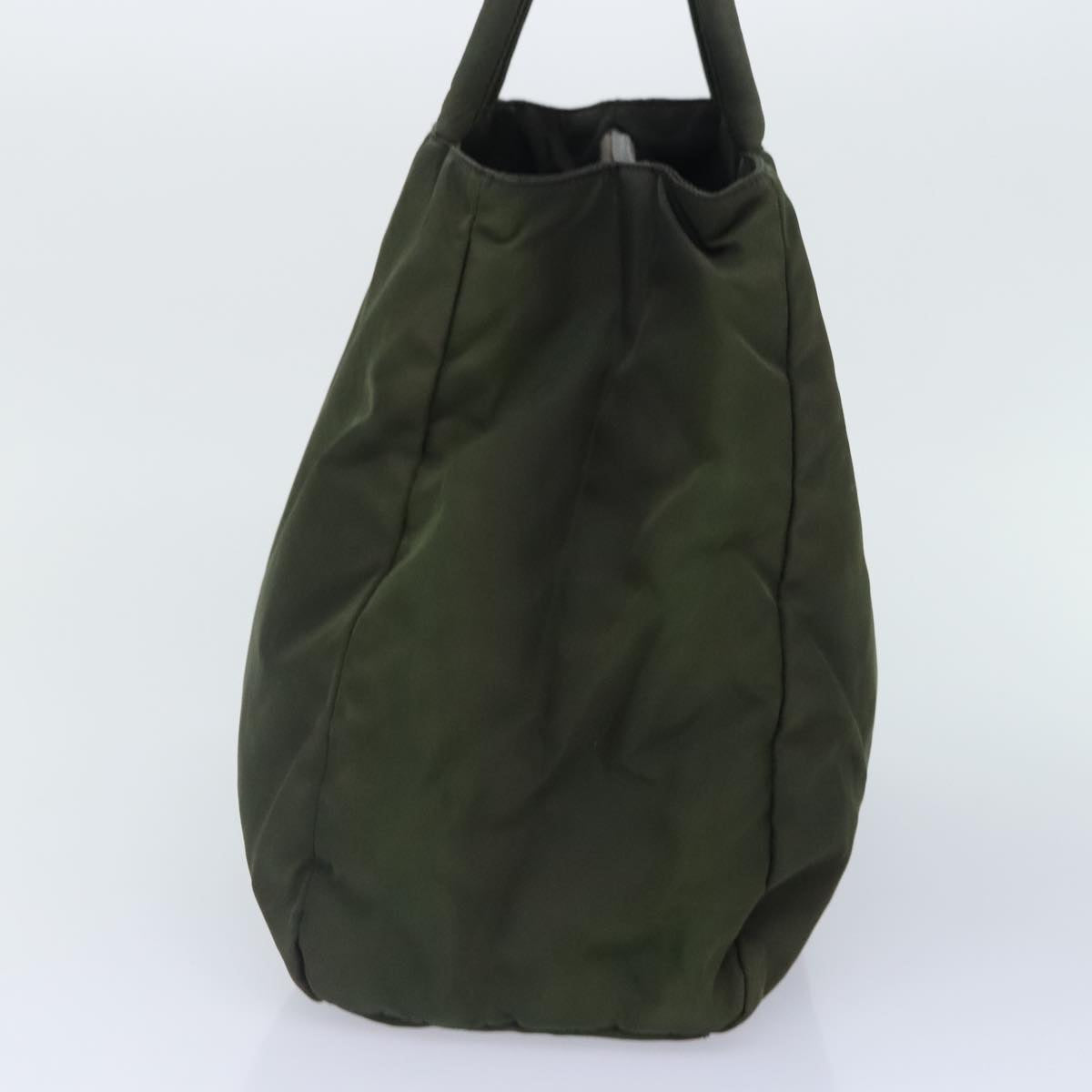 Luxury Prada Tote Bag Nylon Khaki Silver  89615